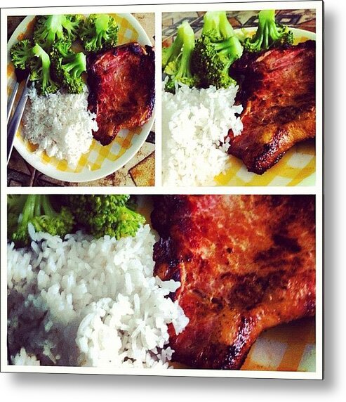 Pork Metal Print featuring the photograph #broccoli #rice #pork #meat #lunch by Kiko Bustamante