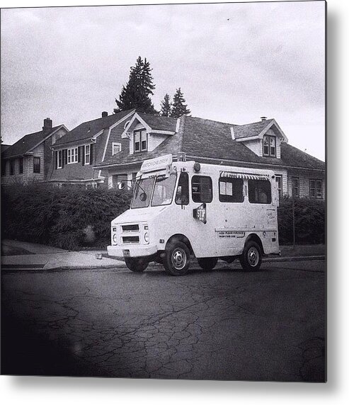 Icecreamtruck Metal Print featuring the photograph #bw #icecreamtruck #vintage #classic by Donny Bajohr
