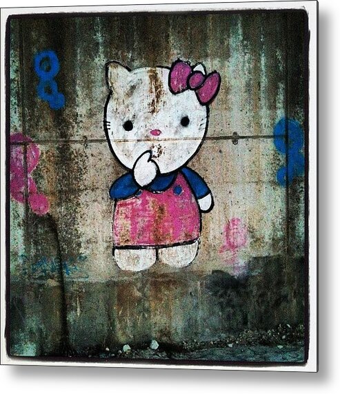 Summer Metal Print featuring the photograph #cat, #baby, #cartoon, #graffiti by George sneyeper Vlachos