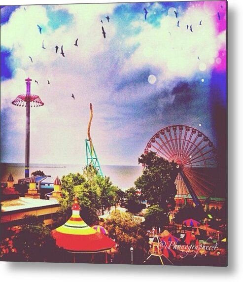 Mobilephotography Metal Print featuring the photograph #cedarpoint #ohio #amazing by Pete Michaud