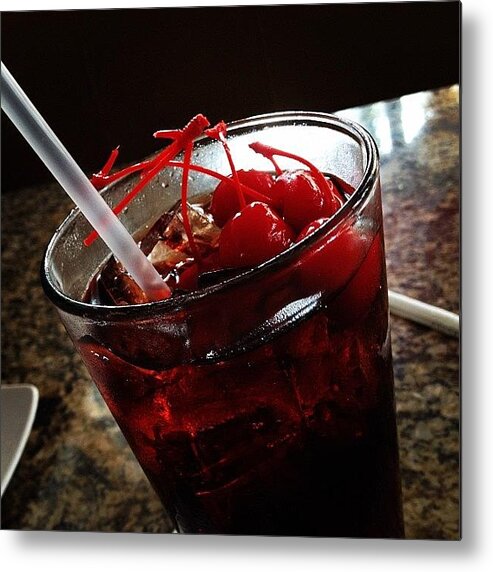 Drink Metal Print featuring the photograph Cheerrraaayy Coke! 😉 #cherry #coke by Emily W