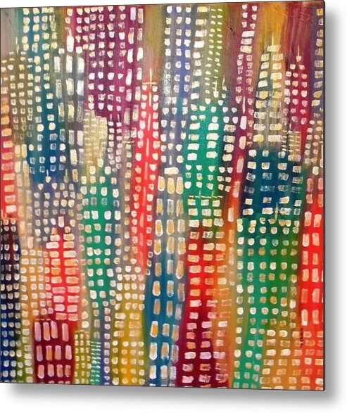City Metal Print featuring the painting City Lights II by Etta Harris