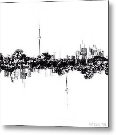 Blackandwhite Metal Print featuring the photograph Cn Tower Series: Reflection by Natasha Marco