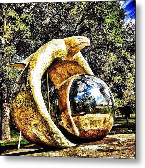 Beautiful Metal Print featuring the photograph #eagle #statue #northdakota #bismarck by Emily Nielsen