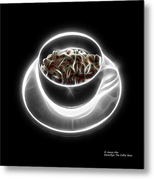 Coffee Metal Print featuring the digital art Electrifyin The Coffee Bean -Version Greyscale by James Ahn