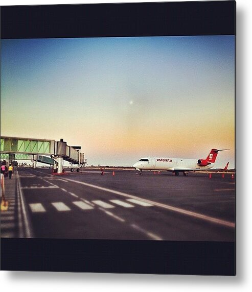 Hdr Metal Print featuring the photograph Estafeta #airport #plane #hdr #sunrise by Maura Aranda