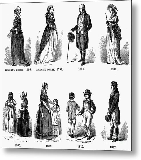 1795 Metal Print featuring the photograph Fashion, 1795-1812 by Granger