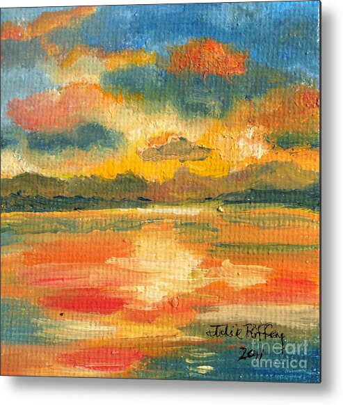 Sunset Metal Print featuring the painting Fiery Sunset by Julie Brugh Riffey