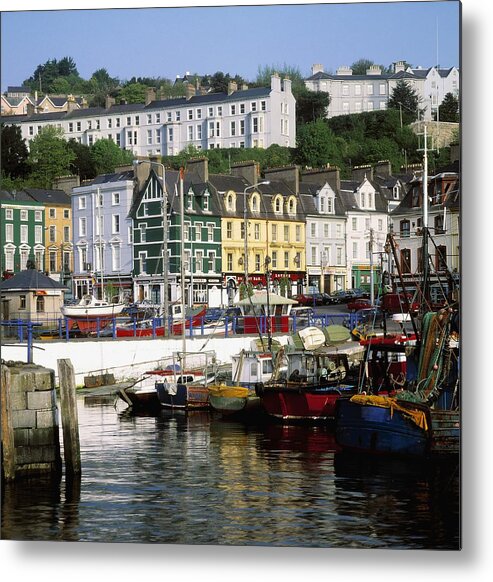 Boat Metal Print featuring the photograph Fishing Boats Moored At A Harbor, Cobh by The Irish Image Collection 