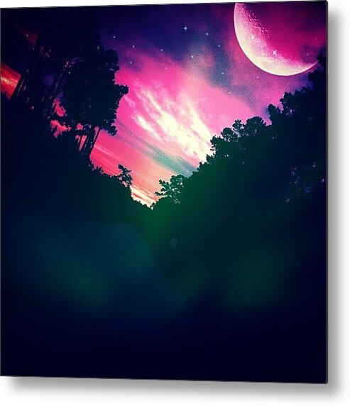 Night Metal Print featuring the photograph #goodnight #night #moon #sky #skyback by Kirsten Taubin