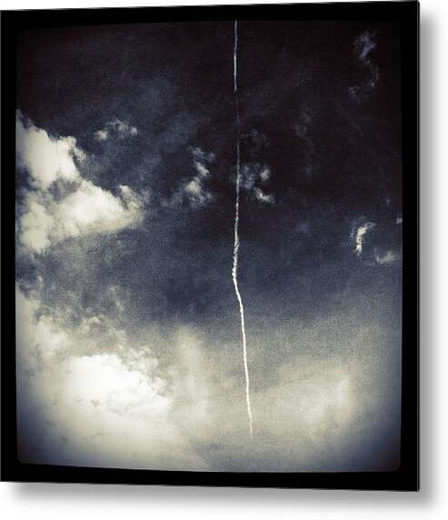 Contrails Metal Print featuring the photograph #gotham #sky #skyporn #clouds by Brian Adams