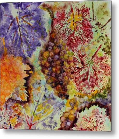 Grapes Metal Print featuring the painting Grapes and Leaves VIII by Karen Fleschler