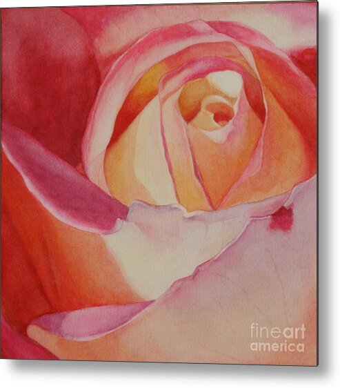 Flowers Metal Print featuring the painting Heart of a Rose 3 by Jan Lawnikanis