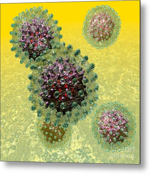 B Metal Print featuring the digital art Hepatitis B virus particles by Russell Kightley