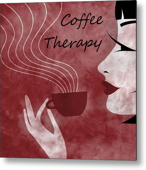 Coffee Metal Print featuring the mixed media Her Coffee Therapy 2 by Angelina Tamez