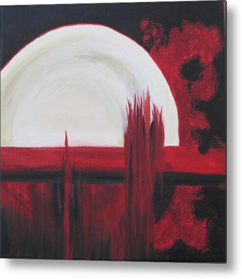 Red Metal Print featuring the painting Her Fire by Deborah Schuster