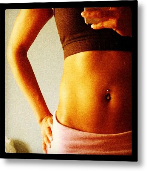 Stomach Metal Print featuring the photograph I Workout! - #abs #piercing #belly by Liza Mae | Luxavision