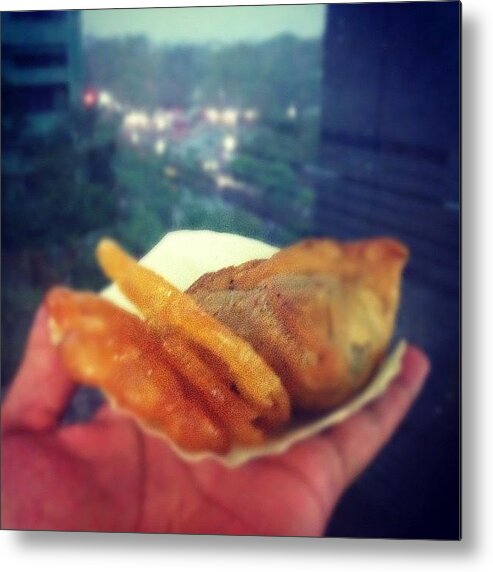Prerequisites Metal Print featuring the photograph It Rained! Samosa And Jalebi by Nikhil Chawla
