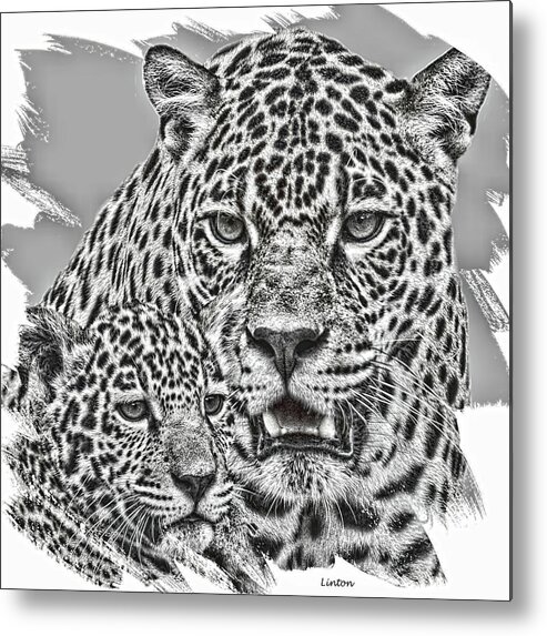 Jaguar Metal Print featuring the digital art Jaguar Motherhood by Larry Linton