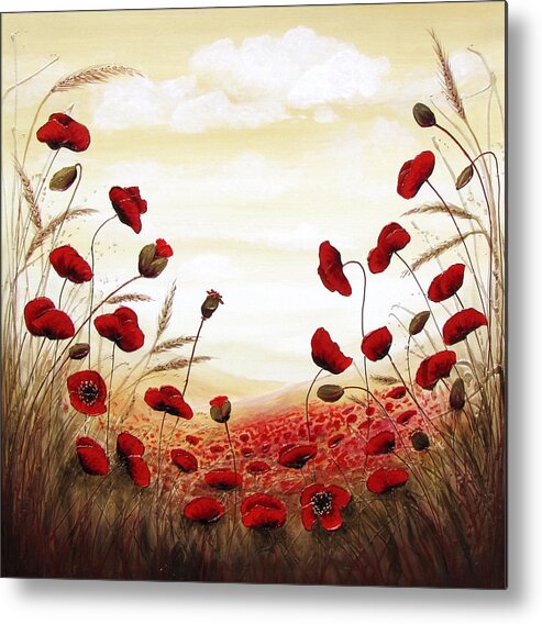  Metal Print featuring the painting Let's Run Through the Poppy Field by Amanda Dagg