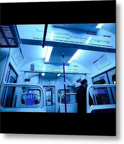 Blue Metal Print featuring the photograph #london #underground #subway #blue by Ben Lowe