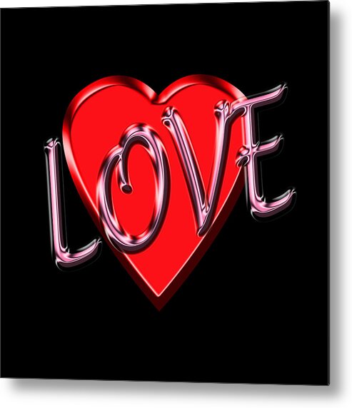 Love Metal Print featuring the digital art Love Pink and Red by Andrew Fare