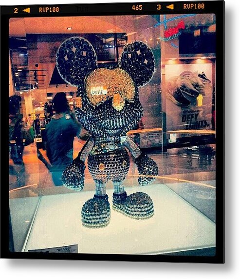 Mickey Metal Print featuring the photograph #mickey #mouse #black #gold #decoration by Bryan Thien