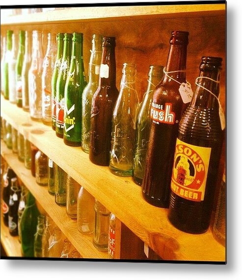 Antique Metal Print featuring the photograph #old #bottles #antique #color #glass by G G