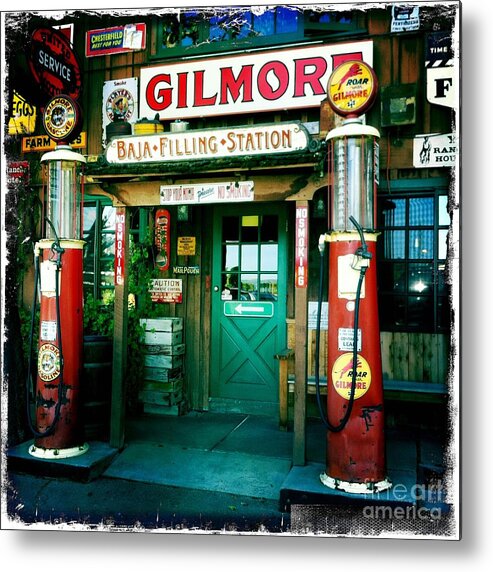 Photograph Metal Print featuring the photograph Old Fashioned Filling Station by Nina Prommer