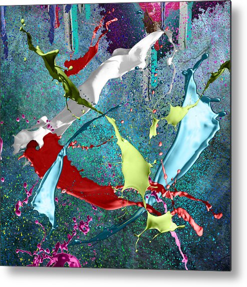 Abstract Metal Print featuring the digital art Paint splashes by Svetlana Sewell