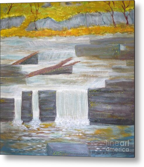 Pete's Dam Metal Print featuring the painting Pete's Dam by Monika Shepherdson