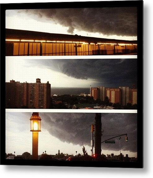 Picstitch Metal Print featuring the photograph #picstitch #storm #nyc #brooklyn by Blazin One