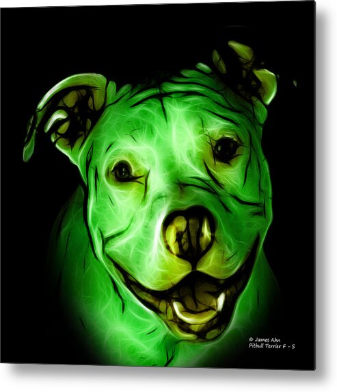 Pitbull Metal Print featuring the digital art Pitbull Terrier - F - S - BB - Green by James Ahn