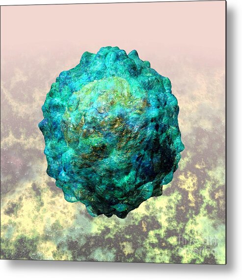 Biological Metal Print featuring the digital art Polio virus particle or virion poliovirus 1 by Russell Kightley