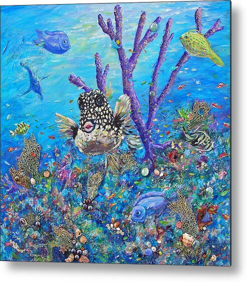 Fish Metal Print featuring the mixed media Polka-dot beauty by Li Newton