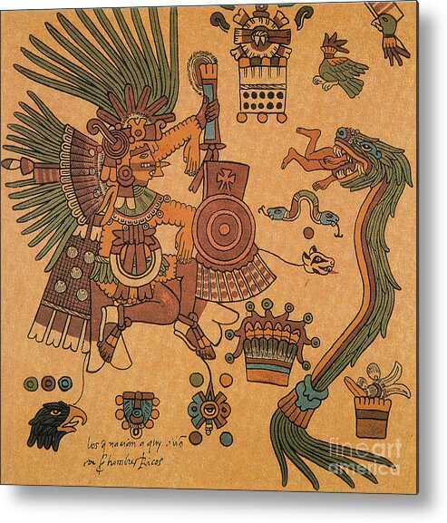 History Metal Print featuring the photograph Quetzalcoatl, Aztec Feathered Serpent by Photo Researchers