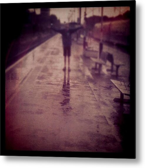 Rails Metal Print featuring the photograph #rails #station #london #rain #blurred by Lewisduncan Duncan