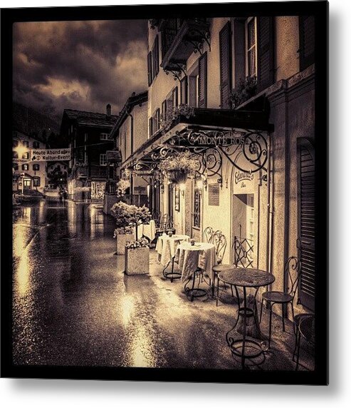 Rainy Metal Print featuring the photograph #rainy #cafe #classic #old #classy #ig by Abdelrahman Alawwad