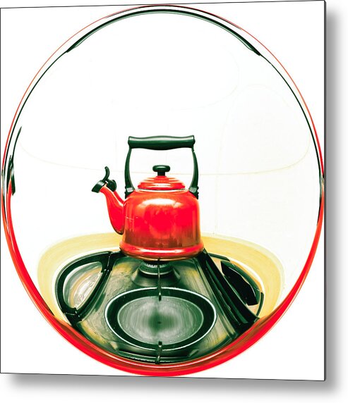 Appliance Metal Print featuring the photograph Red kettle by Tom Gowanlock