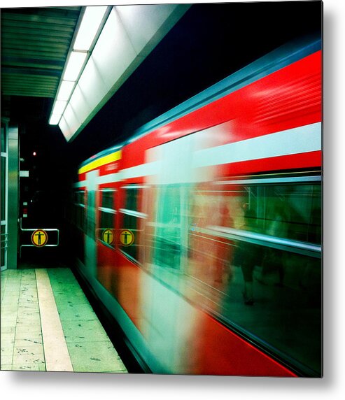 Train Metal Print featuring the photograph Red train blurred by Matthias Hauser