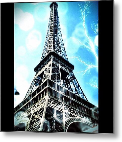 Textgram Metal Print featuring the photograph Round 2 Of The Eiffel Tower by Kevin Pan