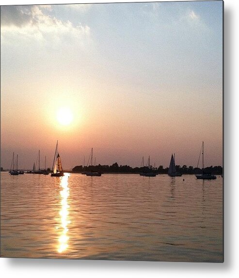 Sunset Metal Print featuring the photograph Sailing at Port Washington by Susan Libby