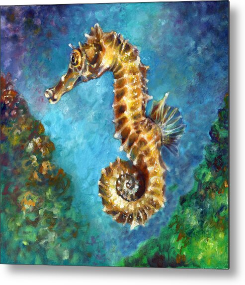  Metal Print featuring the painting Seahorse II by Nancy Tilles