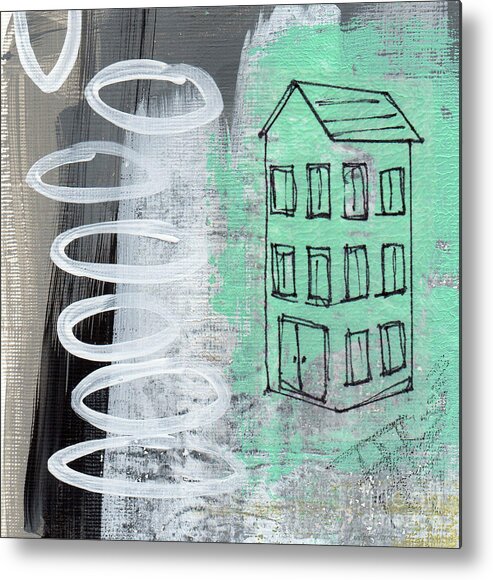 Abstract Metal Print featuring the painting Secret Cottage by Linda Woods