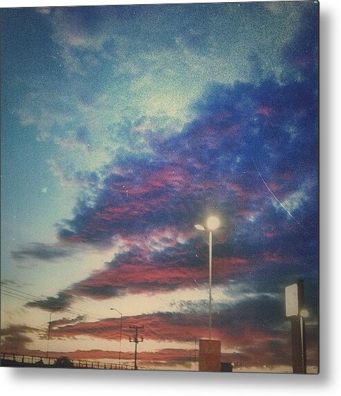 Blue Metal Print featuring the photograph #sky #vintage #clouds #cloudy #instapic by Anna Valencia