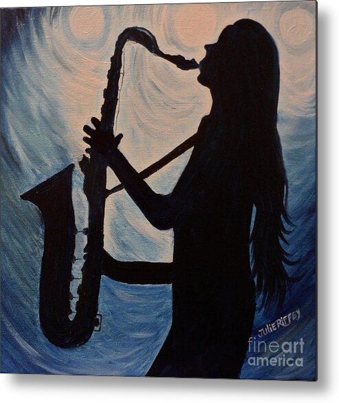 Jazz Metal Print featuring the painting Spotlight on the Blues by Julie Brugh Riffey