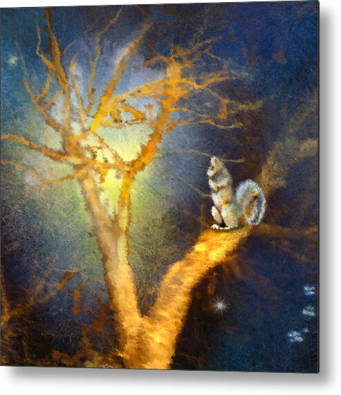Animals Metal Print featuring the painting Squirrel in Austin by Miki De Goodaboom