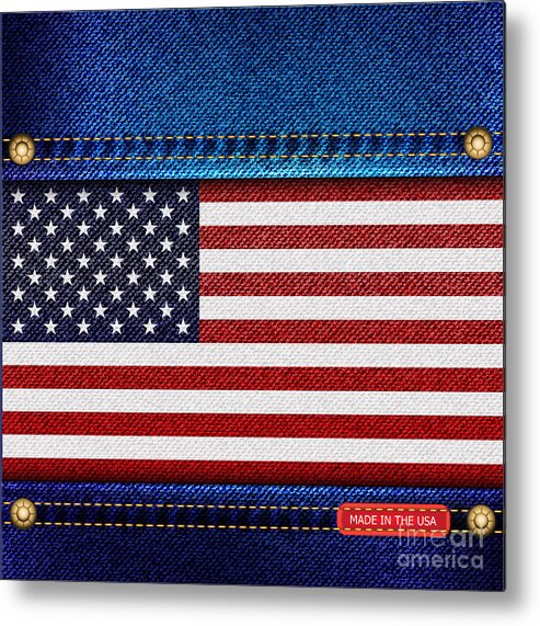 Background Metal Print featuring the photograph Stars and Stripes denim by Jane Rix
