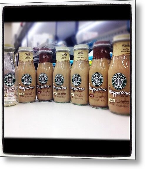 Coffee Metal Print featuring the photograph Stocking Up On My Starbuck Drinks by Zyrus Zarate