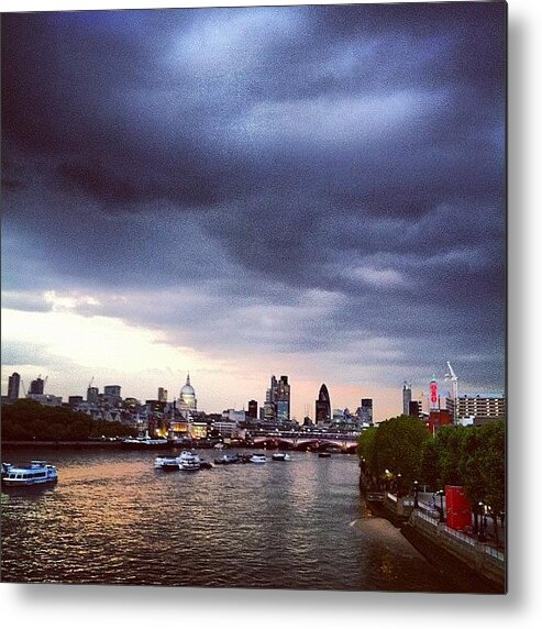 London Metal Print featuring the photograph Storm Clouds Over St Paul's Cathedral London by Matt Rhodes
